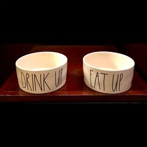 Rae Dunn Pair of Pet Bowls EAT UP. DRINK UP.